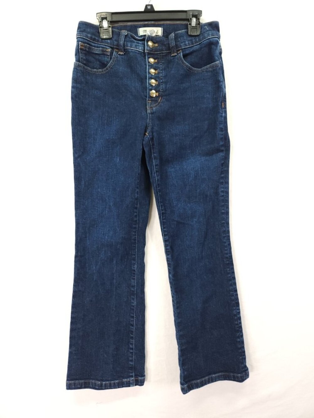 Madewell Womens 25 (26x25) Kick Out Jeans Button Fly Dark Wash Flare Crop Denim
